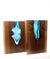 Live Edge Claro Walnut with Handblown Aqua Glass Wood, Glass, Metal Base Scott Slagerman Glass 