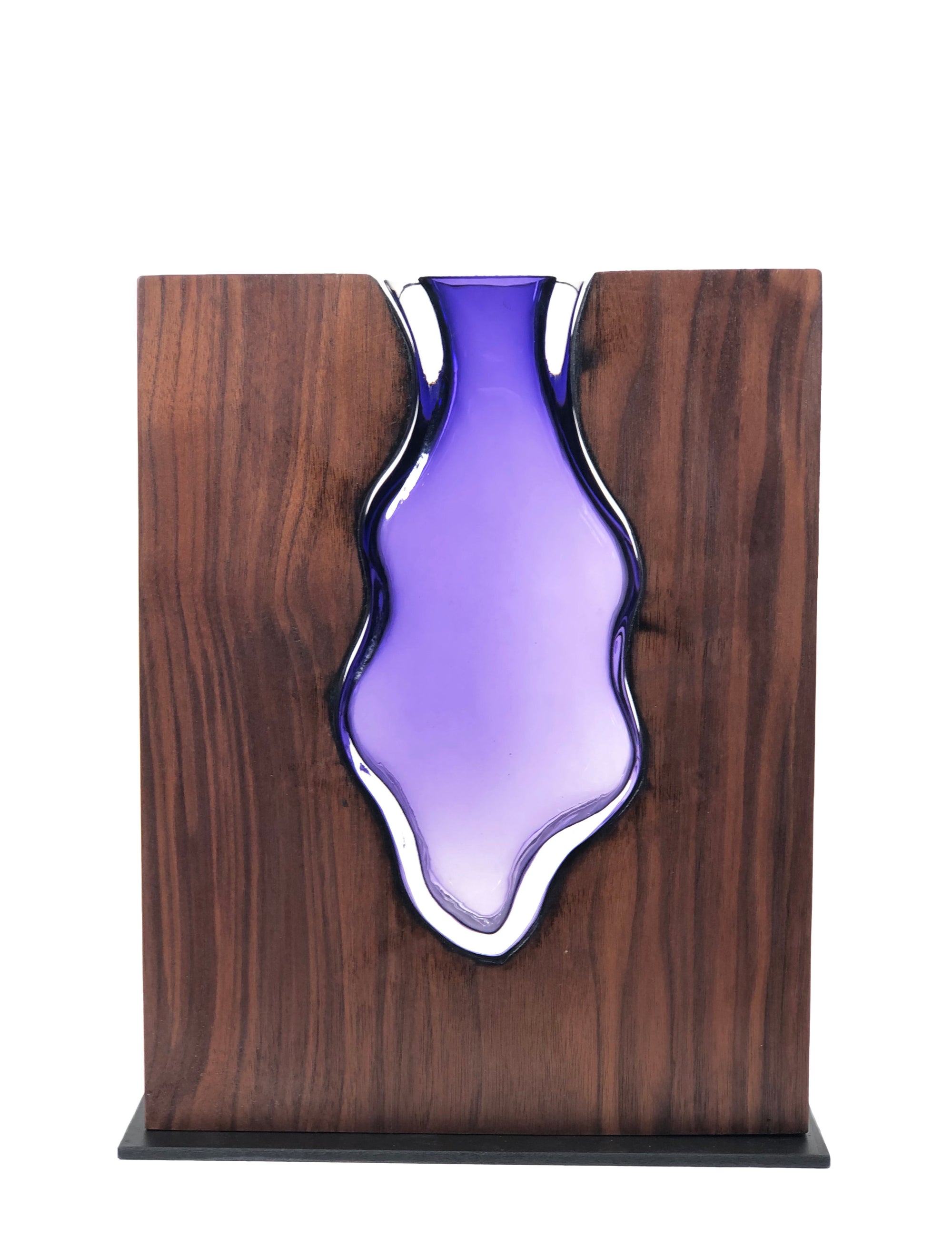 Clean Cut Walnut Wood with Handblown Amethyst "Blackberry"