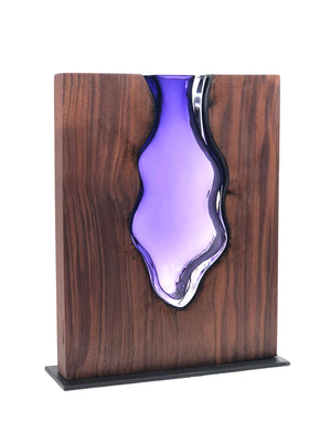 Clean Cut Walnut Wood with Handblown Amethyst "Blackberry"