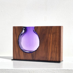 Amethyst Glass Round with Walnut Wood