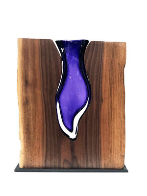Amethyst Glass Amphora with Walnut Wood Wood, Glass, Metal Base Scott Slagerman Glass 