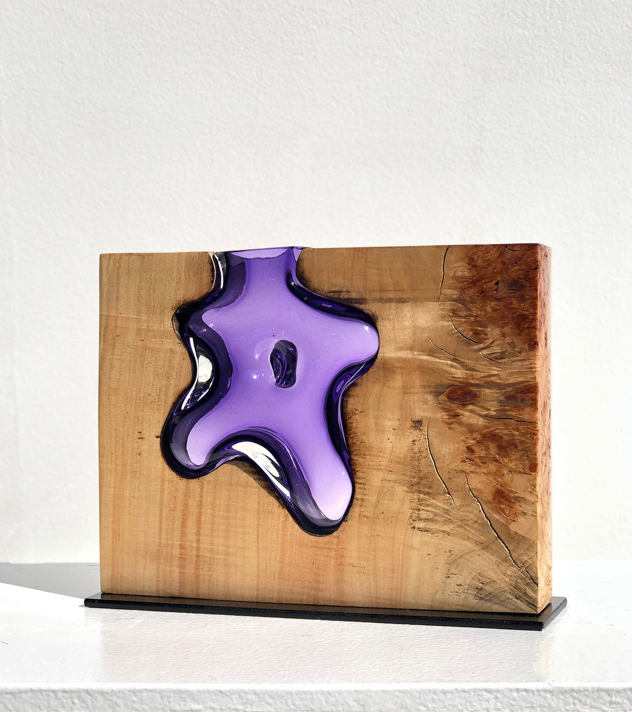 "Amethyst Star" Handblown Amethyst Glass with Poplar Wood