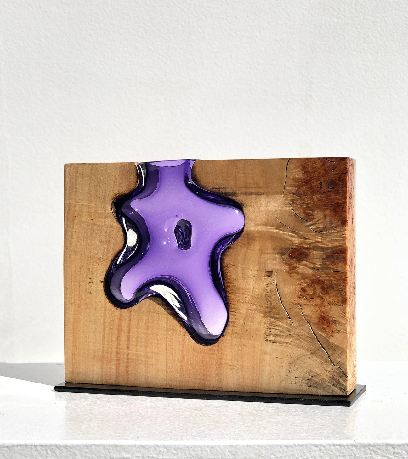 Handblown Amethyst Glass with Poplar Wood