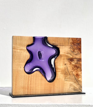 "Amethyst Star" Handblown Amethyst Glass with Poplar Wood