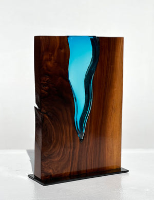 Walnut Wood with Aqua Glass River