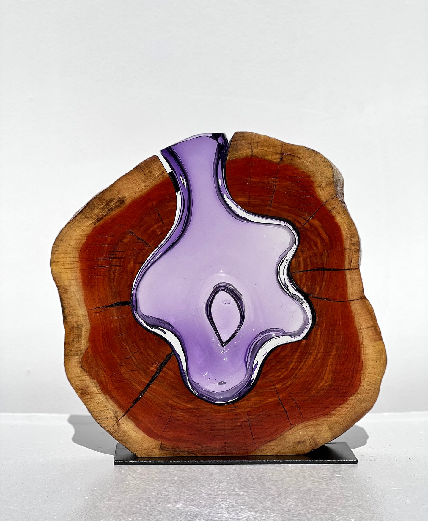 Carob Round with Amethyst Glass