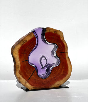 Carob Round with Amethyst Glass