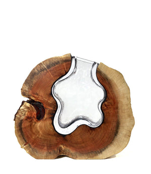 Small Carob Round With Handblown Clear Glass Flower Scott Slagerman Glass 