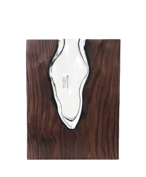 Handblown Clear Glass with Clean Cut Walnut