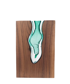 Handblown Emerald Glass with Walnut Wood