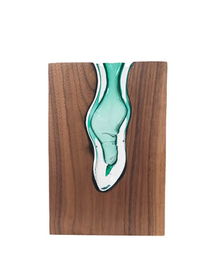 Handblown Emerald Glass with Walnut Wood