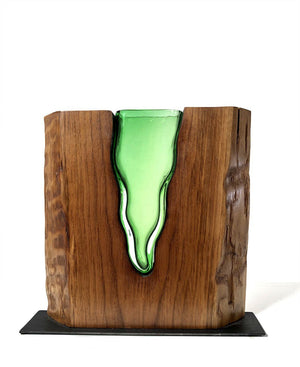 Emerald Glass "Lake" with Walnut Wood Wood, Glass, Metal Base Scott Slagerman Glass 