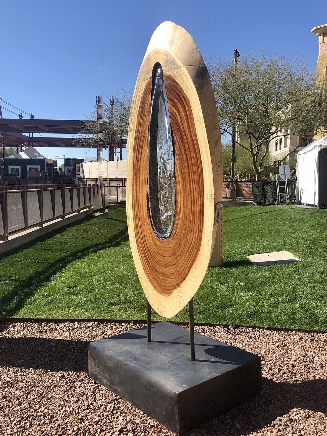 Large "Oval" Clear Glass with "Parota Wood" Scott Slagerman Glass 