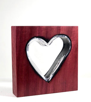 Purple Heart Wood with Handblown Clear Glass