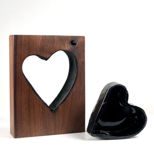 "Walnut Wood" with Handblown Black Glass Heart