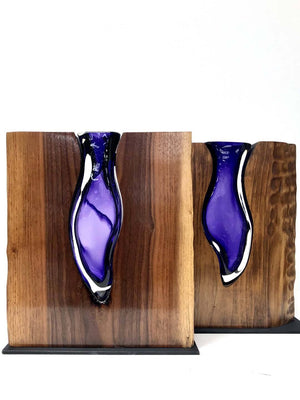 Amethyst Glass Amphora with Walnut Wood Wood, Glass, Metal Base Scott Slagerman Glass 