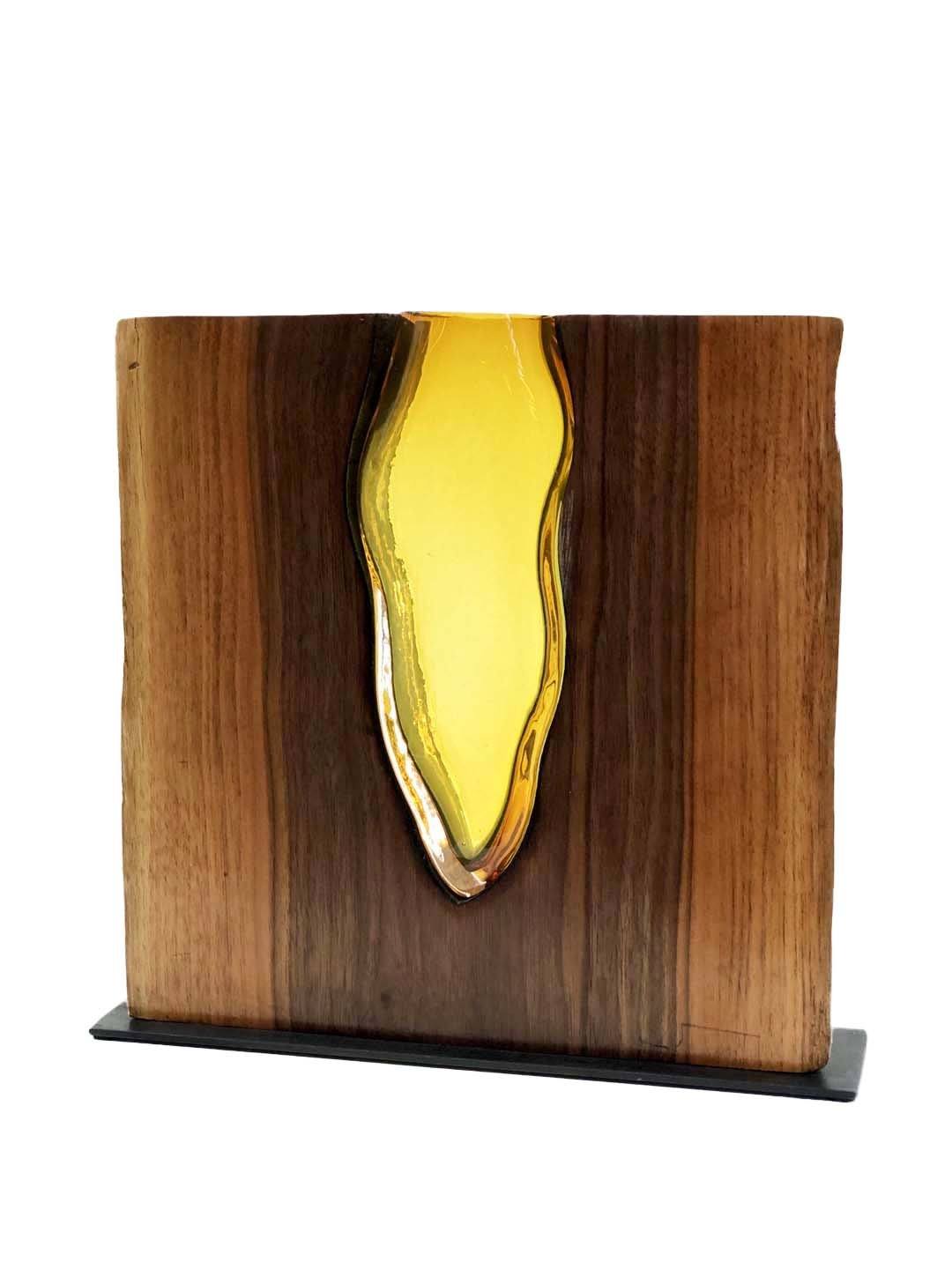 Small Topaz Glass with Walnut Wood Scott Slagerman Glass 