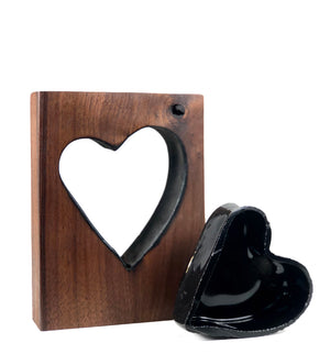 "Walnut Wood" with Handblown Black Glass Heart
