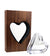 Tall Walnut Wood and Handblown Clear Glass Heart