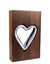 Tall Walnut Wood and Handblown Clear Glass Heart