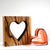 Zebra Wood Heart with Handblown Apricot Glass